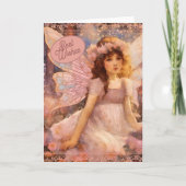 Whimsical Fairy in Dreamy Pink Floral Garden カード (正面)