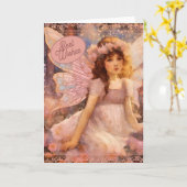Whimsical Fairy in Dreamy Pink Floral Garden カード (黄色い花)