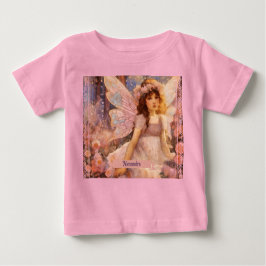 Whimsical Fairy in Dreamy Pink Floral Garden ベビーTシャツ