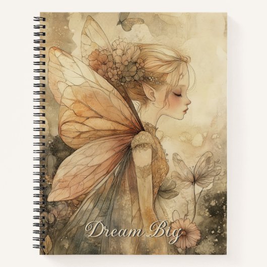 Whimsical Fairy Journal with Dream Big Quote ノートブック (正面)