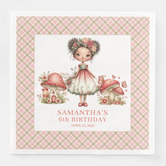 Whimsical Fairy Pink Flowers Custom Name Party   (正面)
