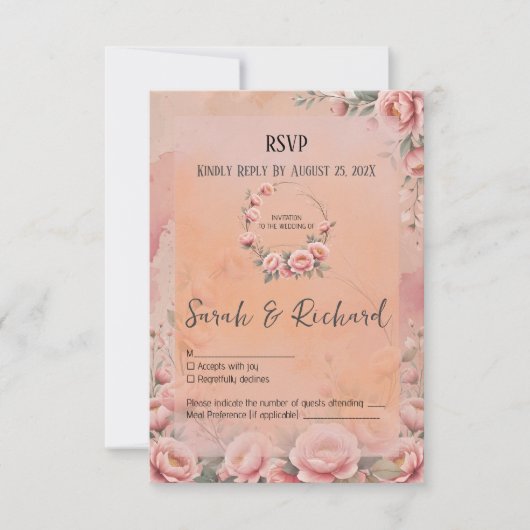 whimsical fairy tale floral Save the Date 出欠カード (正面)