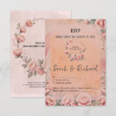 whimsical fairy tale floral Save the Date 出欠カード (正面/裏面)