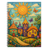 Whimsical Fairy Tale Village Colorful Canvas Art ノートブック (正面)