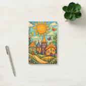 Whimsical Fairy Tale Village Colorful Canvas Art ポストイット (オフィス)