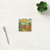 Whimsical Fairy Tale Village Colorful Canvas Art ポストイット (オフィス)