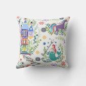 Whimsical Fairytale Folk Art Throw Pillow クッション (裏面)