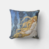 Whimsical Fairytale Vintage Rapunzel Art Nouveau クッション (正面)