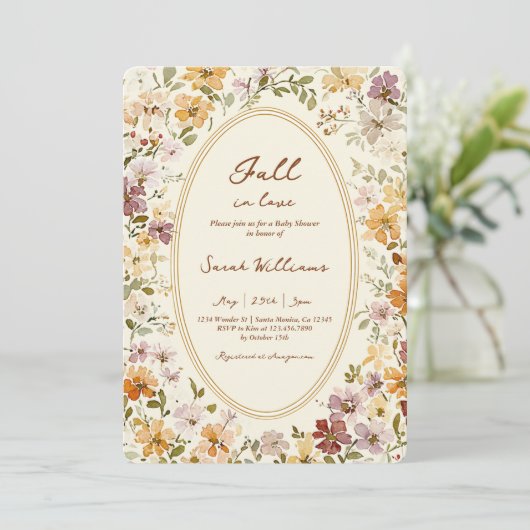 Whimsical Fall in Love Bridal Shower 招待状 (スタンド正面)