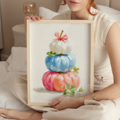 Whimsical Fall Pastel Pumpkin Stack ポスター