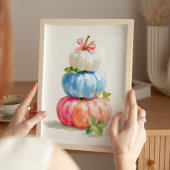Whimsical Fall Pastel Pumpkin Stack ポスター