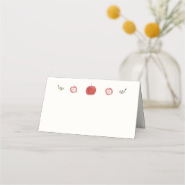 Whimsical Fall Red Apple of Our Eye ベビーシャワー プレイスカード