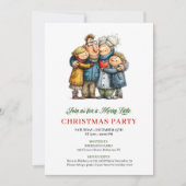 Whimsical Family Cartoon Christmas Party Card 招待状 (正面)