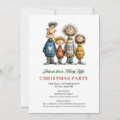 Whimsical Family Cartoon Modern Christmas Card 招待状 (正面)