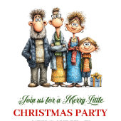 Whimsical Family Cartoon Modern Christmas Card 招待状