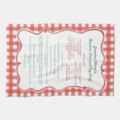 Whimsical Family Recipe Red Gingham  キッチンタオル (横)