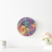Whimsical Fantasy Abstract Fractal Vortex Art ラウンド壁時計 (ホーム)