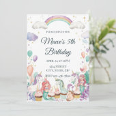 Whimsical Fantasy Creatures Kids Birthday Party 招待状 (スタンド正面)