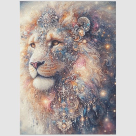 Whimsical Fantasy Lion King Aslan Decoupage 薄葉紙 (正面)
