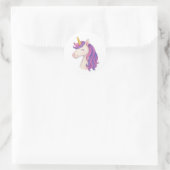 Whimsical Fantasy Smiling Unicorn Sticker ラウンドシール (バッグ)