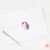 Whimsical Fantasy Smiling Unicorn Sticker ラウンドシール (封筒)