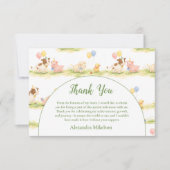 Whimsical Farm Animals Pastel 1st Birthday サンキューカード (正面)