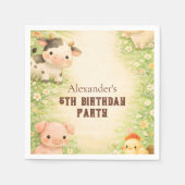 Whimsical Farm Friends Storybook Kids Birthday スタンダードカクテルナプキン (正面)