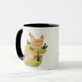 Whimsical Farm Hens Mug マグカップ (正面左)