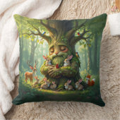 Whimsical Father Tree with Woodland Creatures クッション (ブランケット)