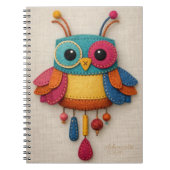 Whimsical Felt Owl Notebook – Colorful Handmade ノートブック (正面)