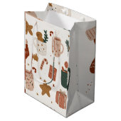 Whimsical Festive Christmas Pattern Gift Bag  ミディアムペーパーバッグ (正面アングル)
