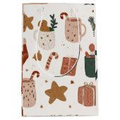 Whimsical Festive Christmas Pattern Gift Bag  ミディアムペーパーバッグ (正面)