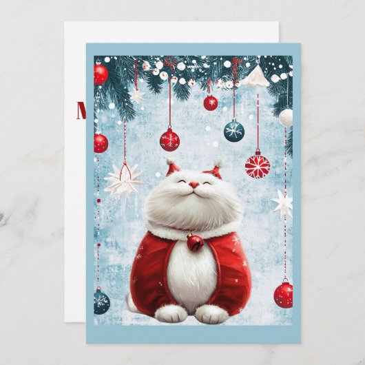 Whimsical Festive Fat Cat シーズンカード (正面/裏面)