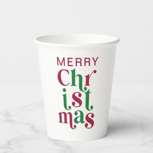 Whimsical Festive Merry Christmas Typography 紙コップ (裏面)