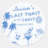  whimsical final toast coast beach bachelorette ラウンドシール (正面)