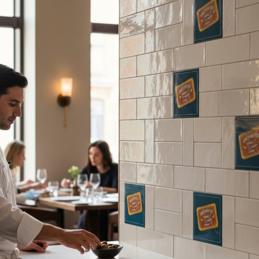 Whimsical Fish Can Anchovies Kitchen Decor  タイル