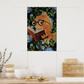 Whimsical Fish Reading Poster - Funny Ocean-Themed ポスター (キッチン)