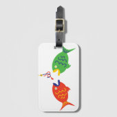 Whimsical Fishing Luggage Tag ラゲッジタグ (正面縦)