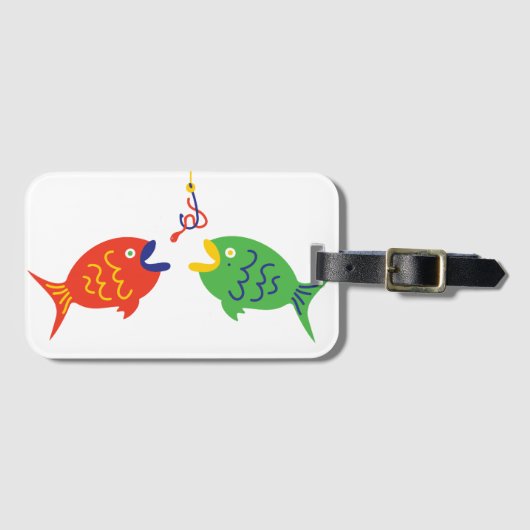 Whimsical Fishing Luggage Tag ラゲッジタグ (正面横)