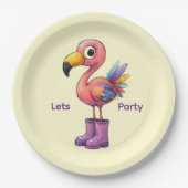 WHIMSICAL FLAMINGO ペーパープレート (正面)