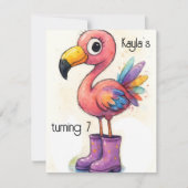 WHIMSICAL FLAMINGO DIGITAL DOWNLOAD INVITATION 招待状 (正面)