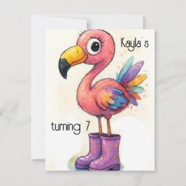 WHIMSICAL FLAMINGO DIGITAL DOWNLOAD INVITATION 招待状