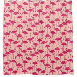 Whimsical Flamingo | Tropical Bathroom Hot Pink シャワーカーテン