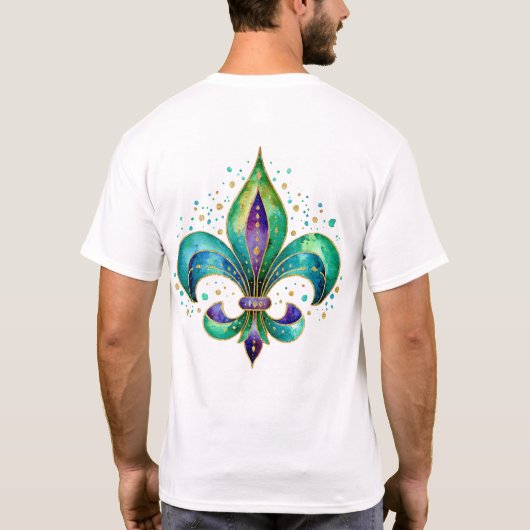 Whimsical Fleur De Lis For Mardi Gras Tシャツ (裏面)