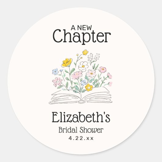  whimsical floral A new chapter ブライダルシャワー ラウンドシール (正面)