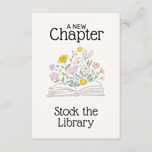 Whimsical Floral A New Chapter Bridal Shower  エンクロージャーカード (正面)