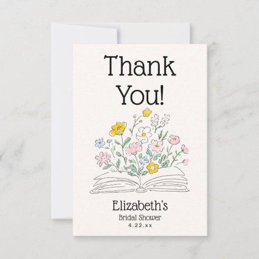 Whimsical Floral A New Chapter Bridal Shower  サンキューカード (正面)