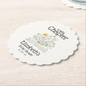 Whimsical Floral A New Chapter Bridal Shower  ペーパーコースター (アングル)