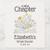 Whimsical Floral A New Chapter Bridal Shower  ワインラベル (シングルラベル)