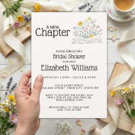 Whimsical Floral A New Chapter Bridal Shower  招待状